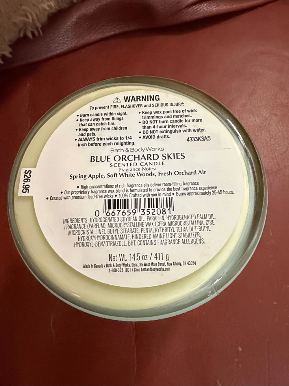 Bath & Body Works Blue Orchard Skies Candle - Aqua Jar with Gold Lid